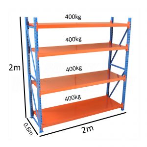 1600kg Heavy Duty (400kg per shelf) Powder Orange and Blue