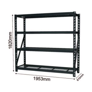 3600kg Industrial Black (900kg per shelf) Heavy Duty Long Span Shelving
